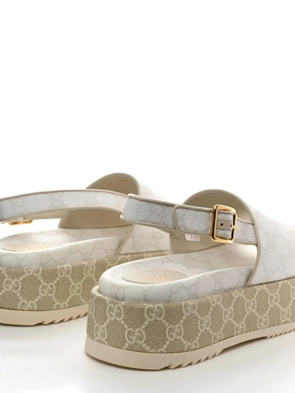New Gucci GG Supreme Canvas Angelina Platform Sandals Shoes Slingbacks 35.5